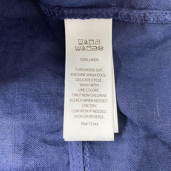 Jones New York Jacket Womens XL Blue 100% Linen Snap Front Denim Style Coastal - Picture 9 of 14